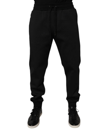 Pantalones de chándal deportivos para hombre en poliéster negro Dolce & Gabbana