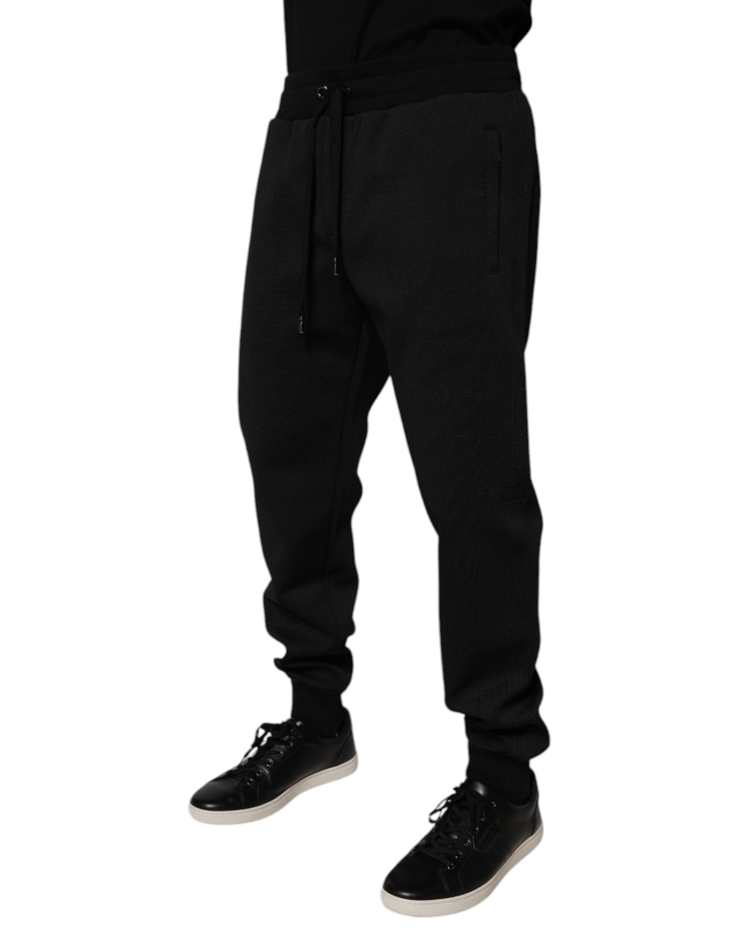 Pantalones de chándal deportivos para hombre en poliéster negro Dolce & Gabbana