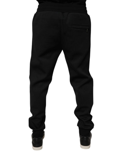 Pantalones de chándal deportivos para hombre en poliéster negro Dolce & Gabbana