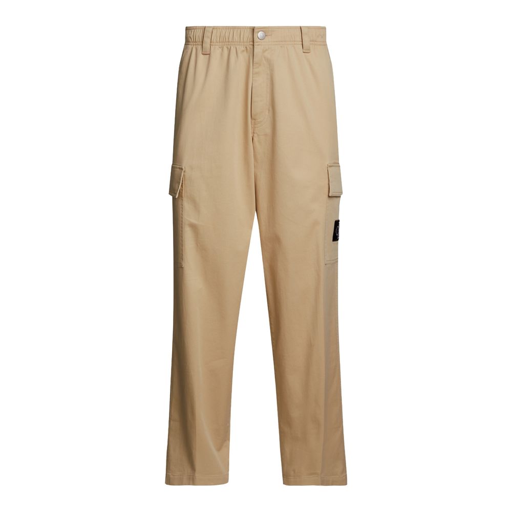 Calvin Klein Pantalones Cargo De Algodón - Diseño Neutro Beige