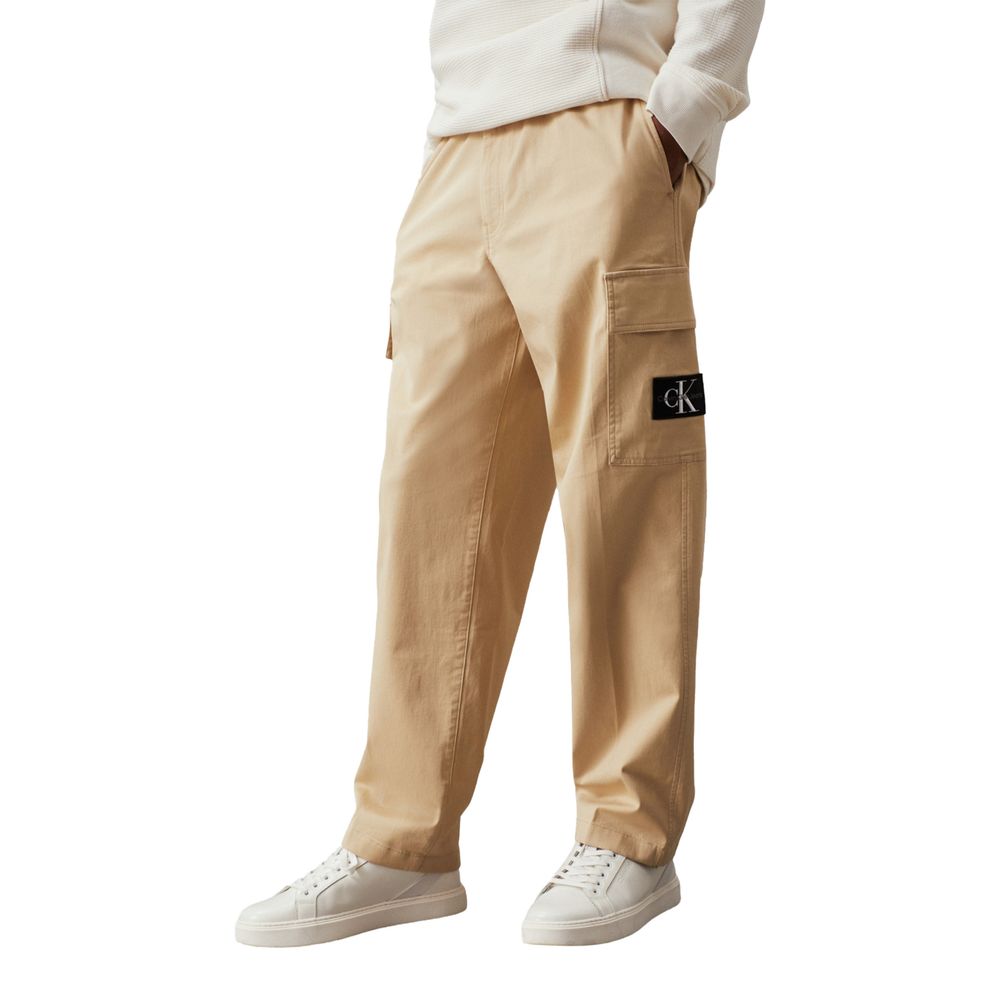 Calvin Klein Pantalones Cargo De Algodón - Diseño Neutro Beige
