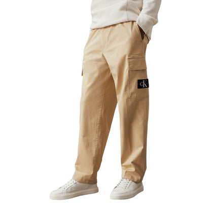 Calvin Klein Pantalones Cargo De Algodón - Diseño Neutro Beige