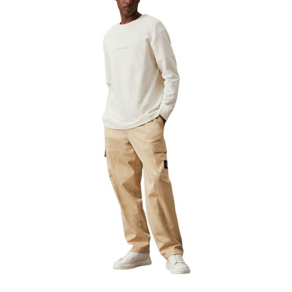 Calvin Klein Pantalones Cargo De Algodón - Diseño Neutro Beige
