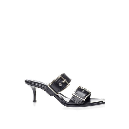 Sandalias Alexander McQueen de cuero negro con tacón de aguja