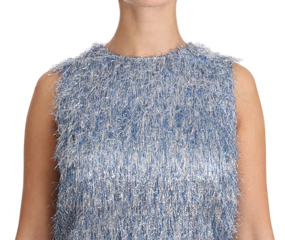 Vestido túnica Dolce & Gabbana Light Blue con flecos