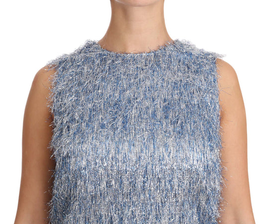 Vestido túnica Dolce & Gabbana Light Blue con flecos