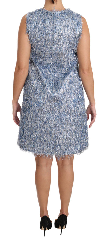 Vestido túnica Dolce & Gabbana Light Blue con flecos