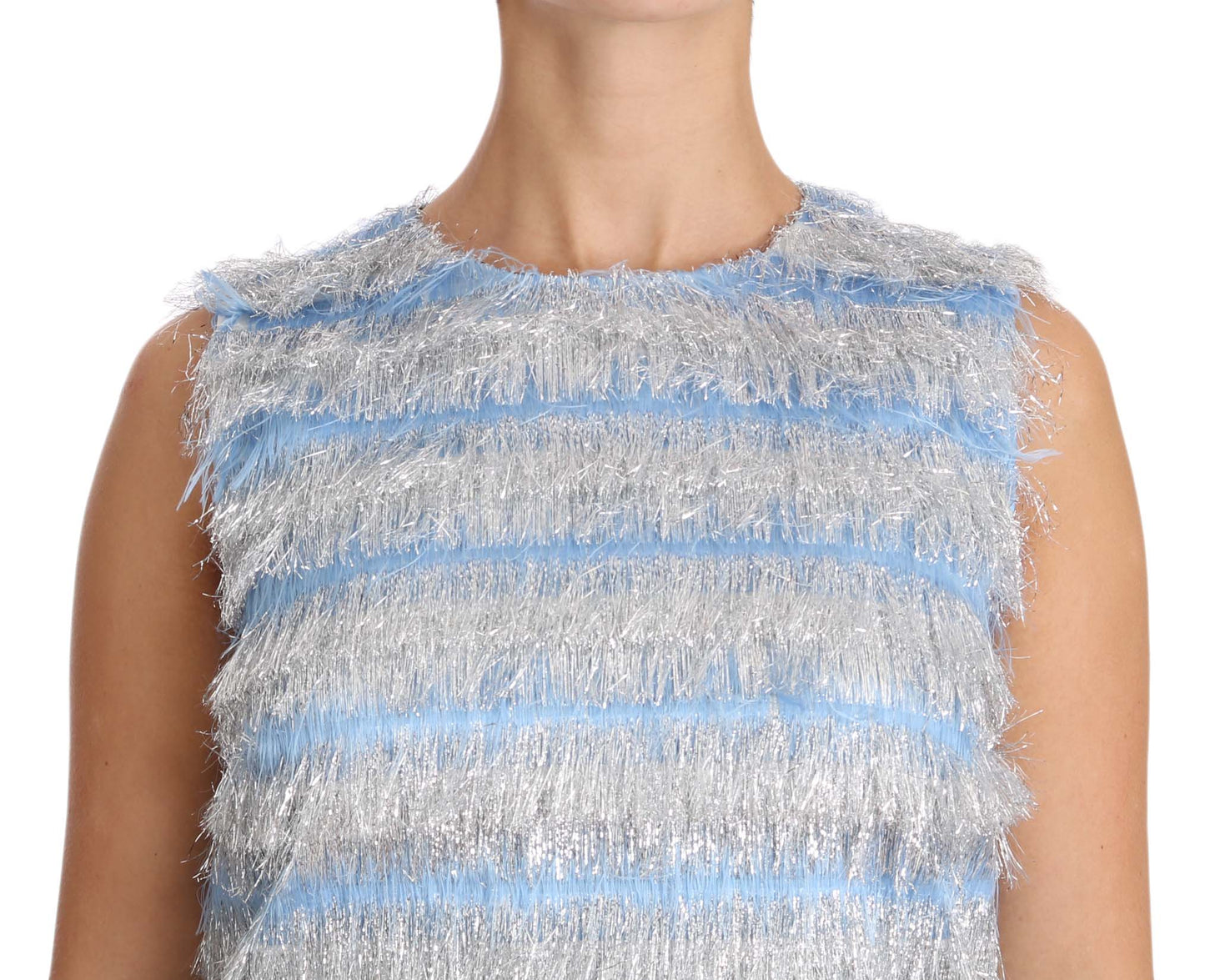 Vestido de noche plateado Dolce & Gabbana Light Blue