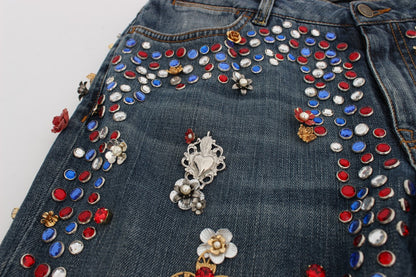 Vaqueros Dolce & Gabbana Crystal Roses con corazón de cristal