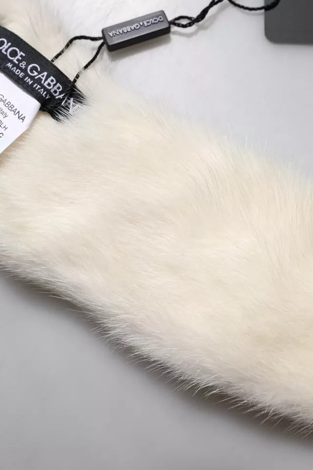 Dolce & Gabbana Bufanda de cuello de piel de visón blanco para mujer