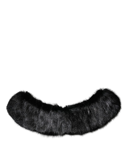 Bufanda con cuello de chal de piel negra Dolce & Gabbana