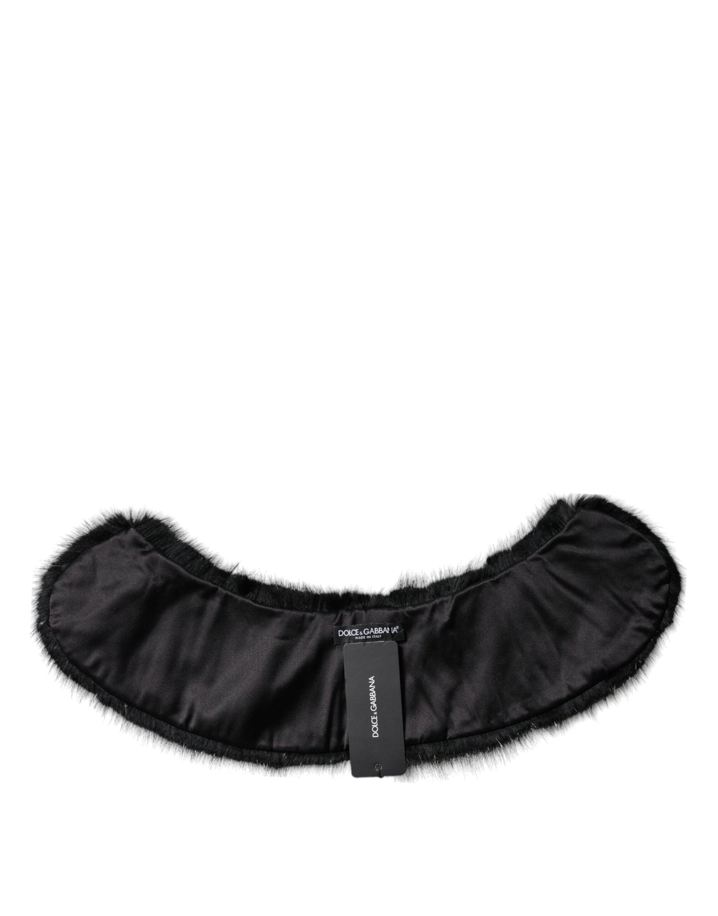 Bufanda con cuello de chal de piel negra Dolce & Gabbana