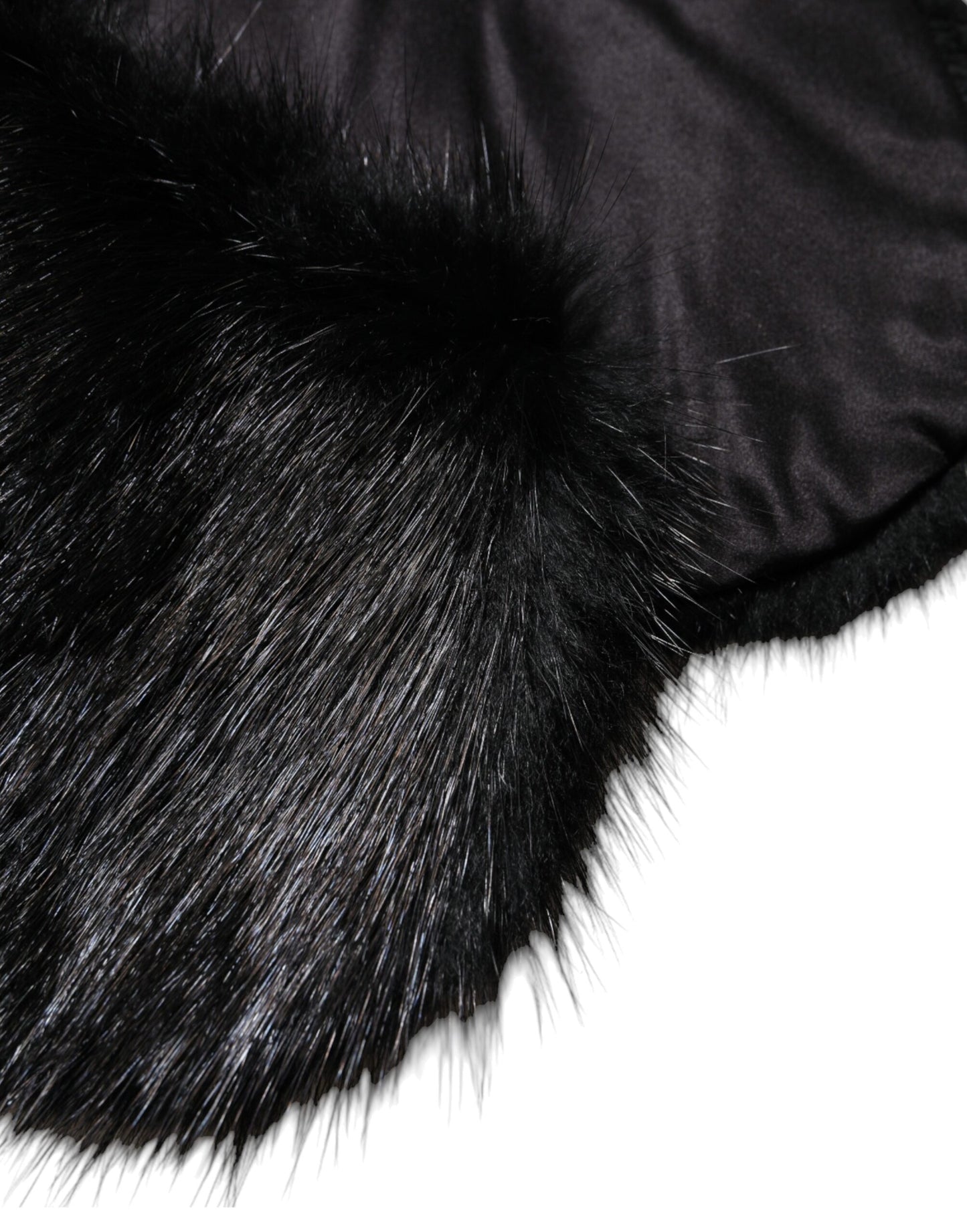 Bufanda con cuello de chal de piel negra Dolce & Gabbana