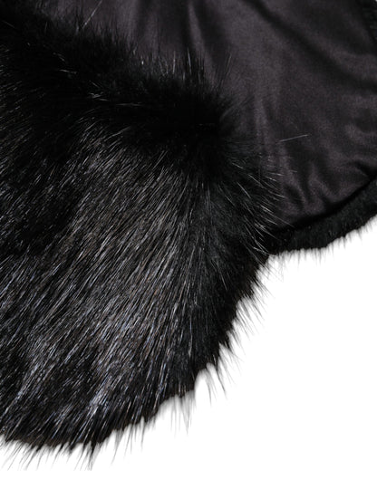 Bufanda con cuello de chal de piel negra Dolce & Gabbana