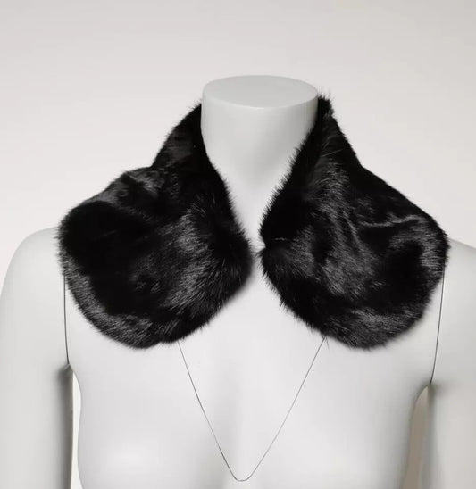 Bufanda con cuello de chal de piel negra Dolce & Gabbana