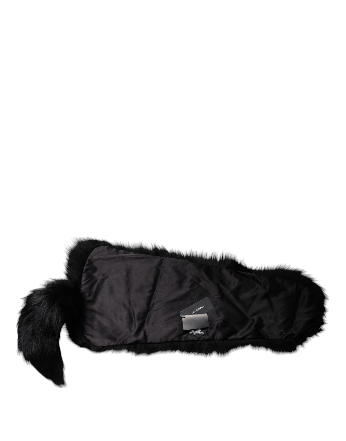 Bufanda para cuello Dolce & Gabbana de piel de zorro negro, abrigo de invierno