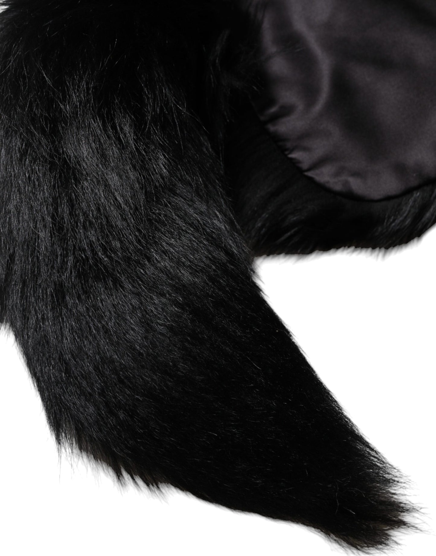 Bufanda para cuello Dolce & Gabbana de piel de zorro negro, abrigo de invierno