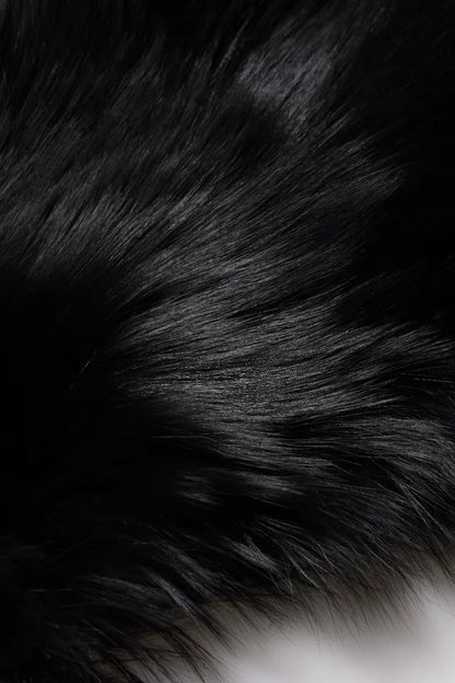 Bufanda para cuello Dolce & Gabbana de piel de zorro negro, abrigo de invierno