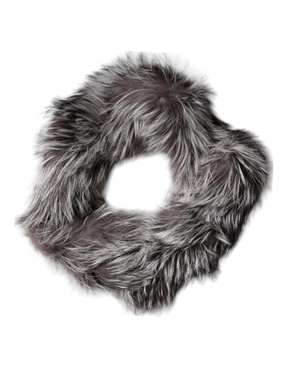 Cuello de Piel de Zorro Gris de Dolce & Gabbana, Calentador, Bufanda de Invierno