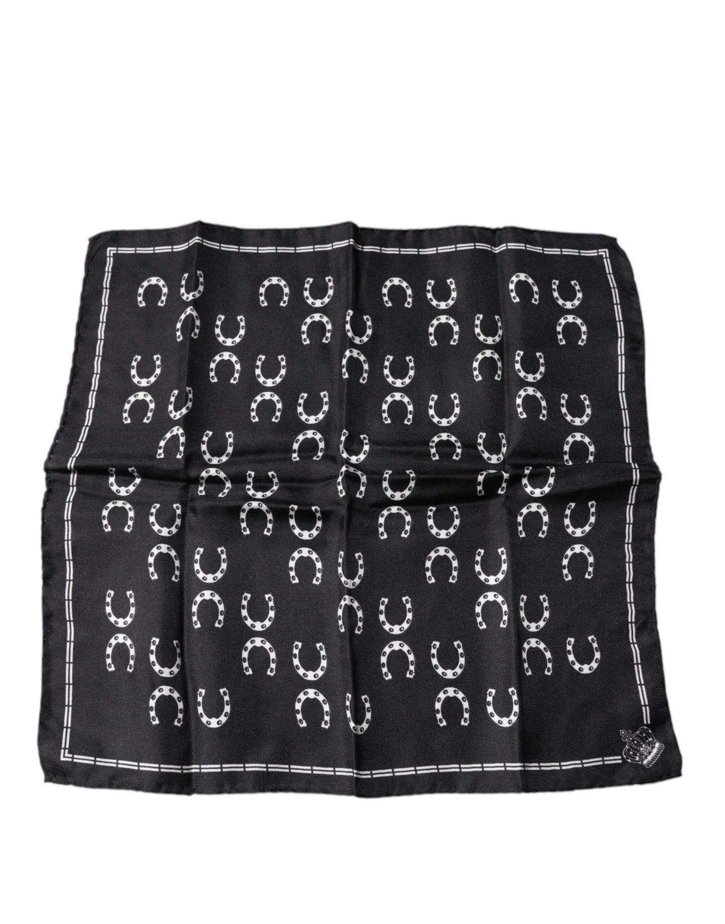 Pañuelo de seda cuadrado negro con herradura Dolce & Gabbana