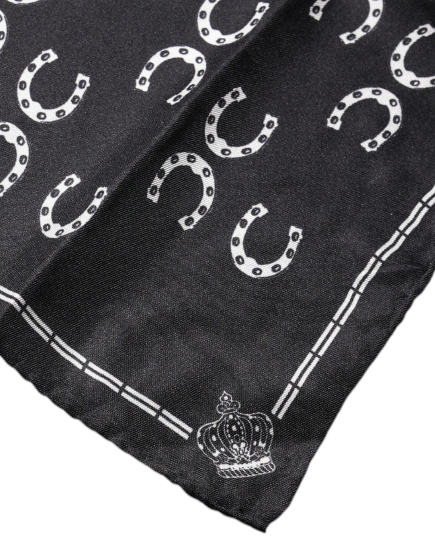 Pañuelo de seda cuadrado negro con herradura Dolce & Gabbana