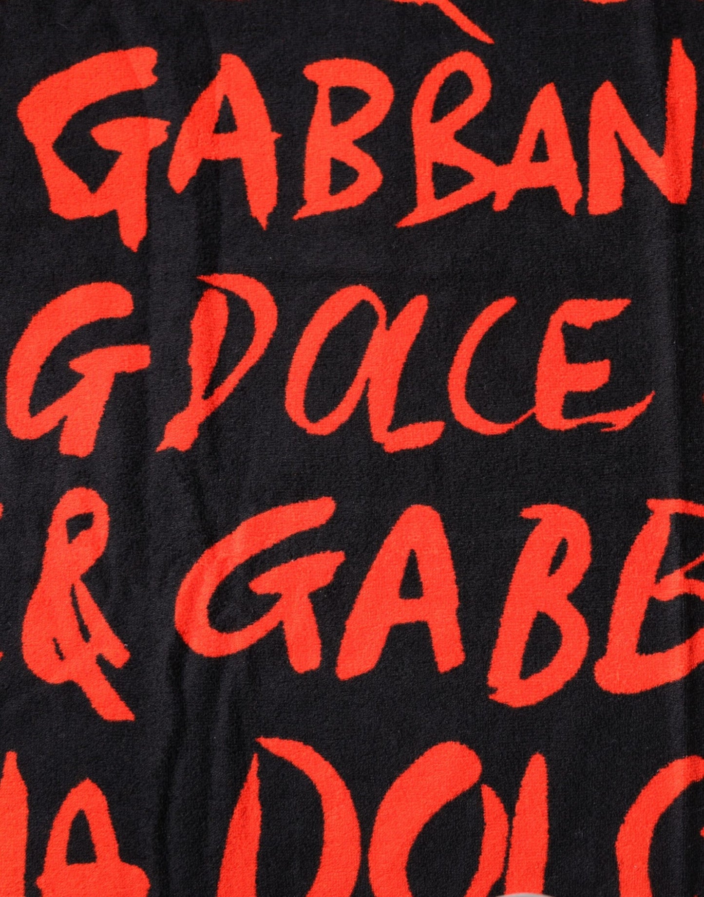 Toalla de playa Dolce & Gabbana de algodón negro con logo estampado en rojo