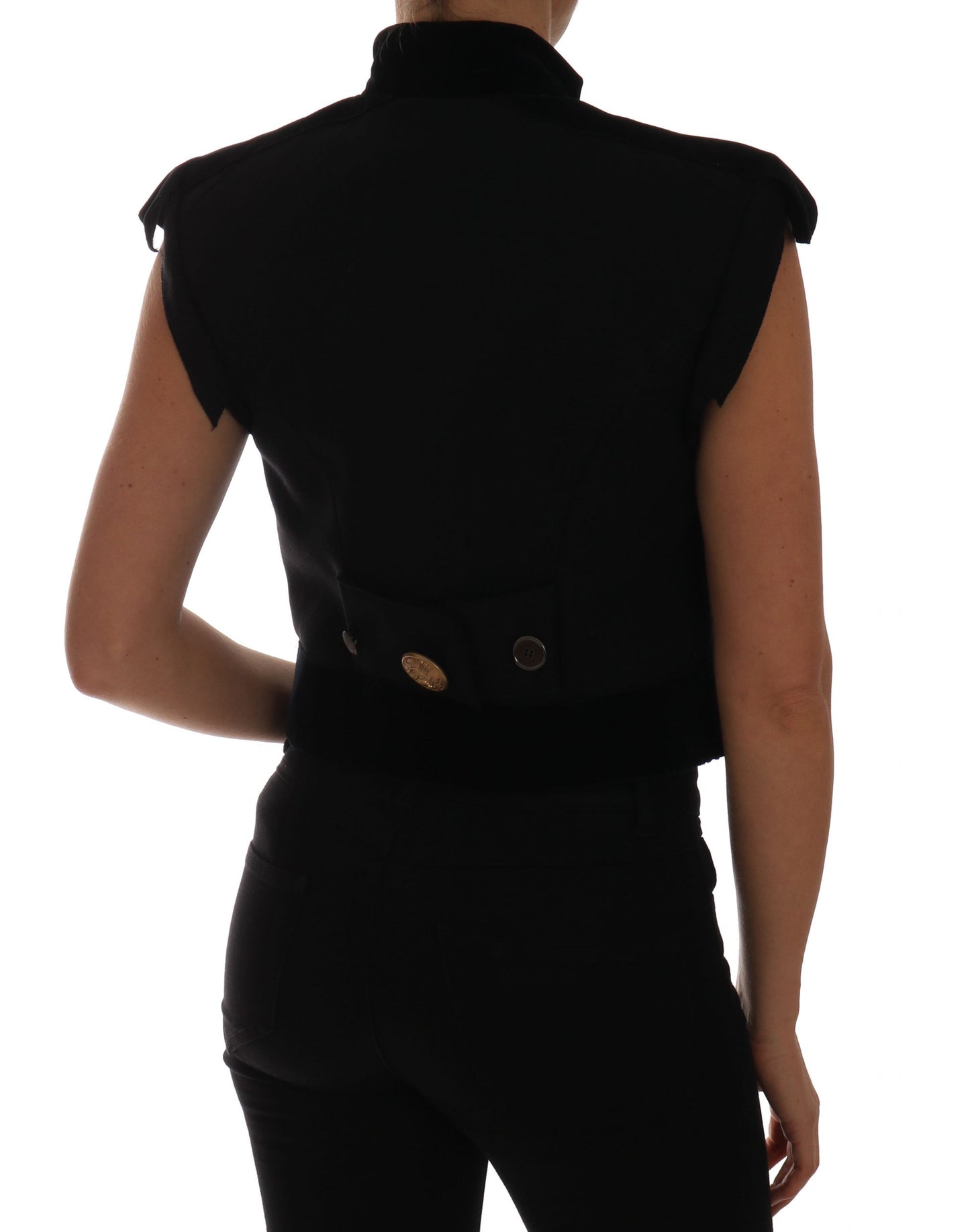 Chaleco de chaqueta militar con adornos florales negro de Dolce & Gabbana