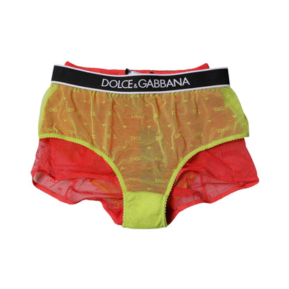 Ropa Interior Tipo Braguita de Tul de Tiro Medio Roja y Amarilla de Dolce & Gabbana