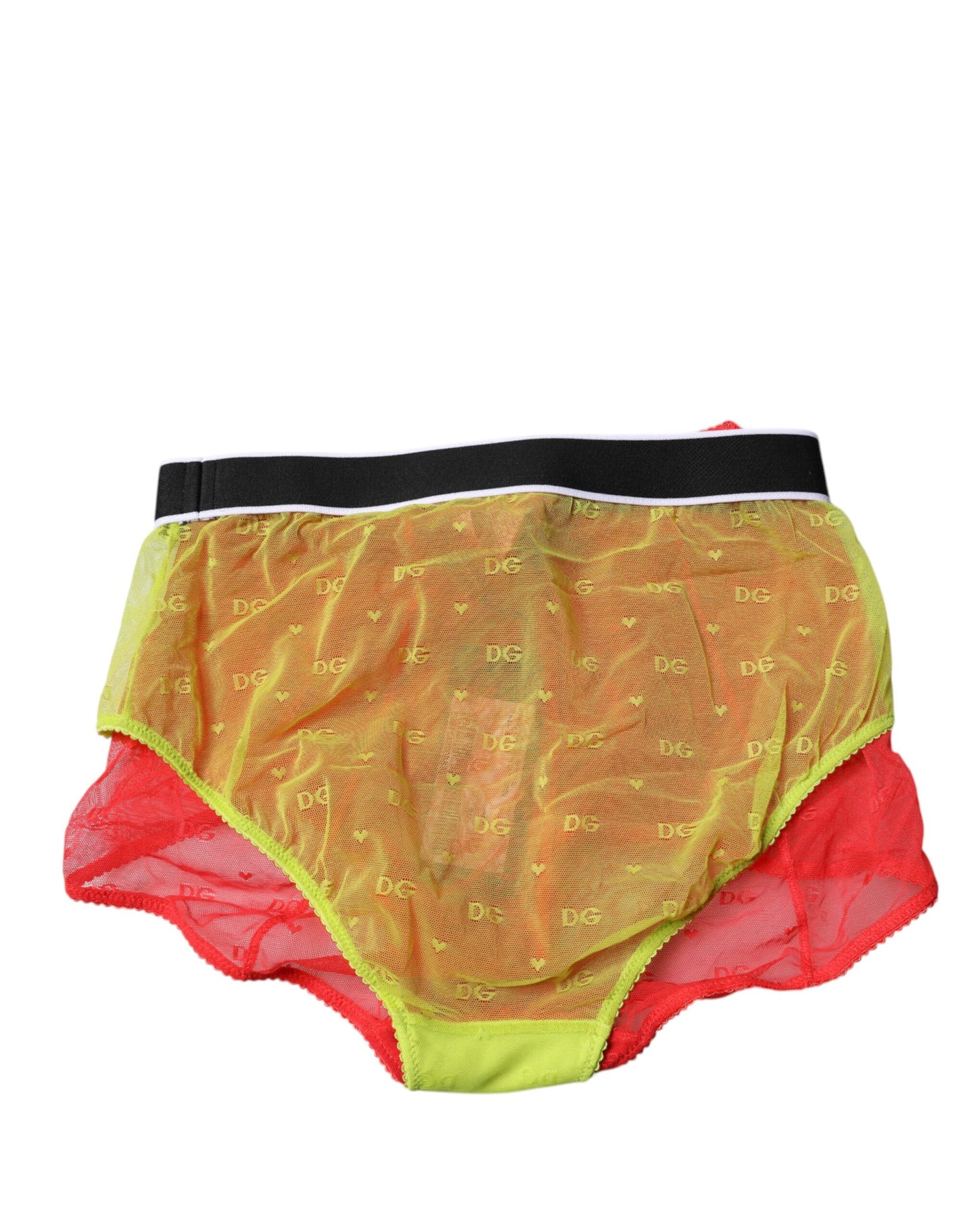 Ropa Interior Tipo Braguita de Tul de Tiro Medio Roja y Amarilla de Dolce & Gabbana