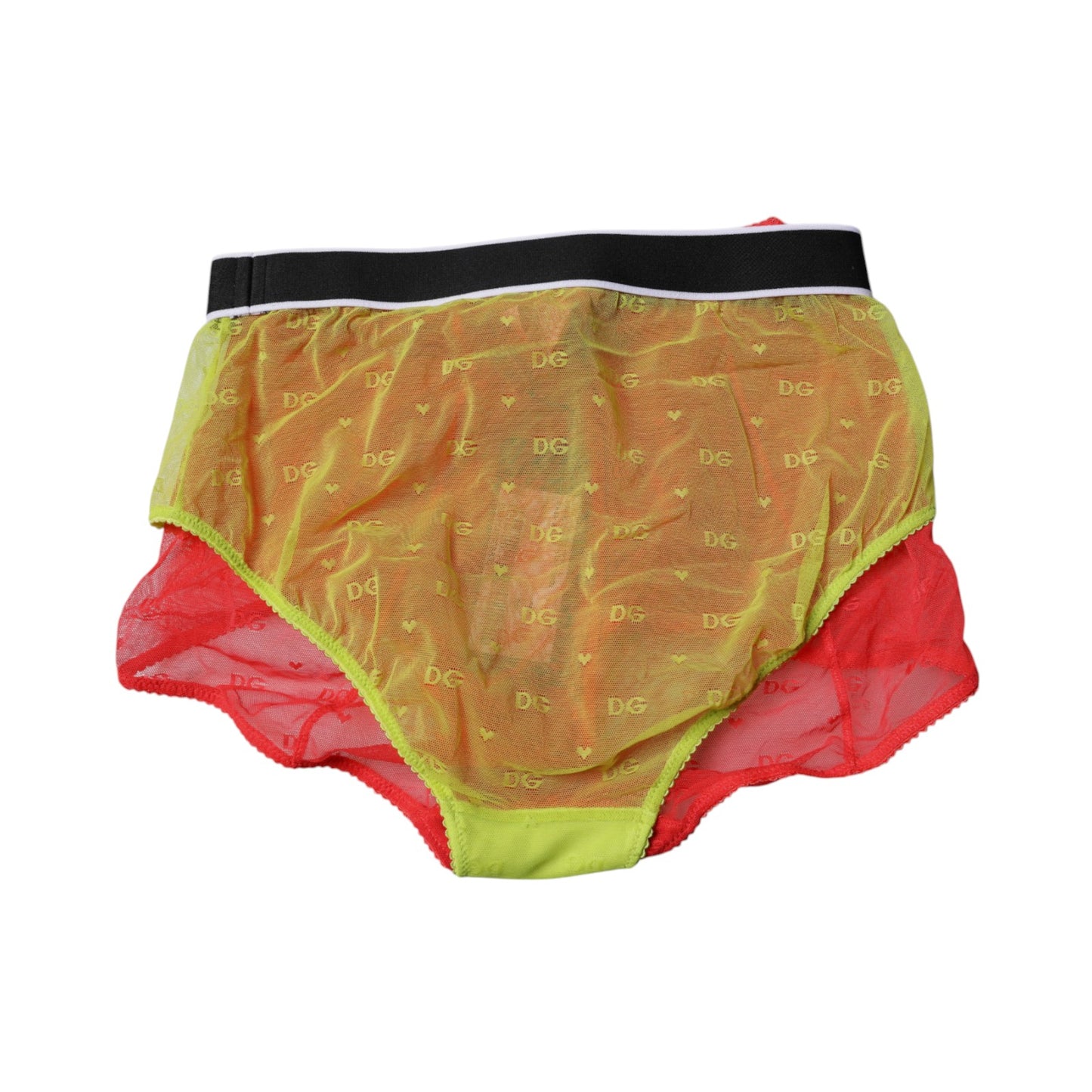 Ropa Interior Tipo Braguita de Tul de Tiro Medio Roja y Amarilla de Dolce & Gabbana