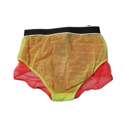 Ropa Interior Tipo Braguita de Tul de Tiro Medio Roja y Amarilla de Dolce & Gabbana