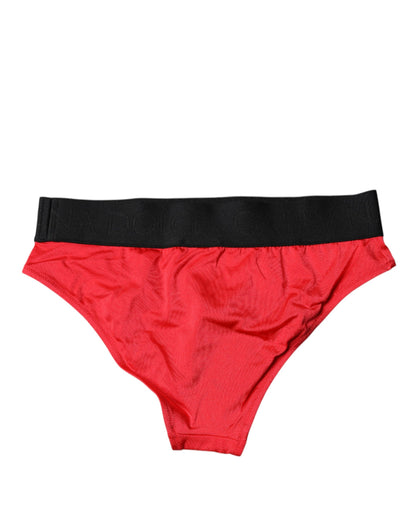 Ropa interior Dolce & Gabbana de nailon elástico rojo de talle medio