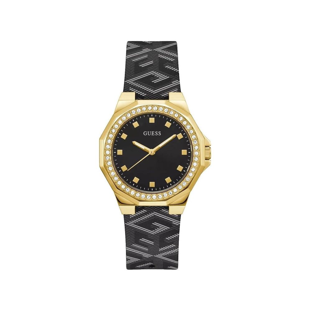 Reloj Guess con correa de piel negra
