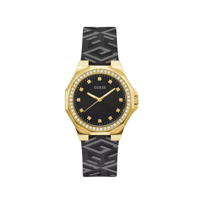 Reloj Guess con correa de piel negra