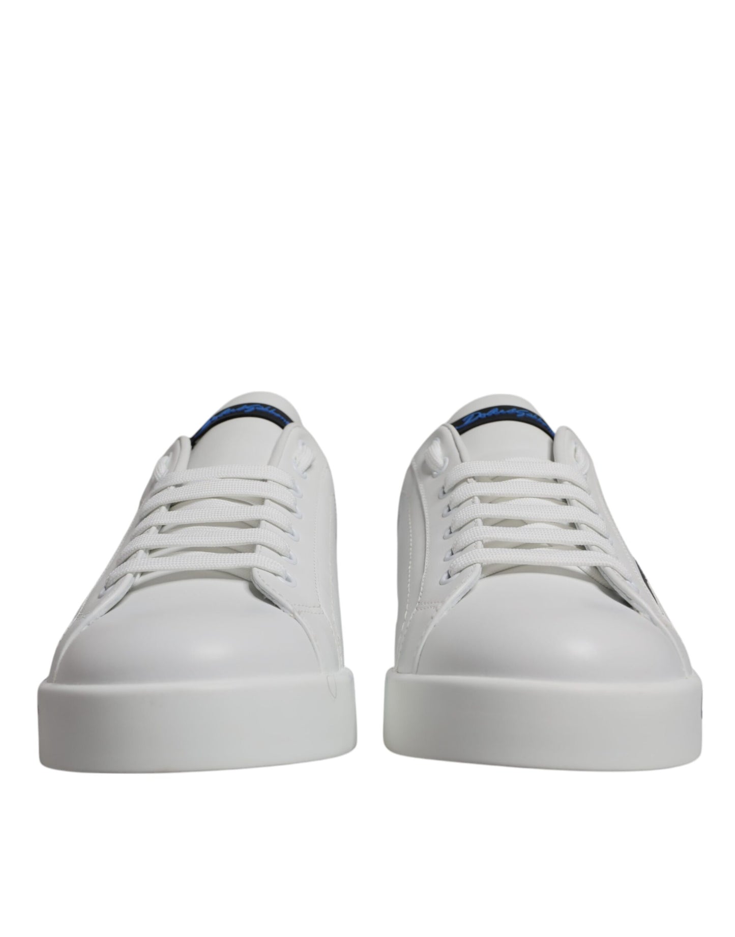 Dolce & Gabbana Zapatillas Bajas con Logotipo de Cuero Blanco Azul
