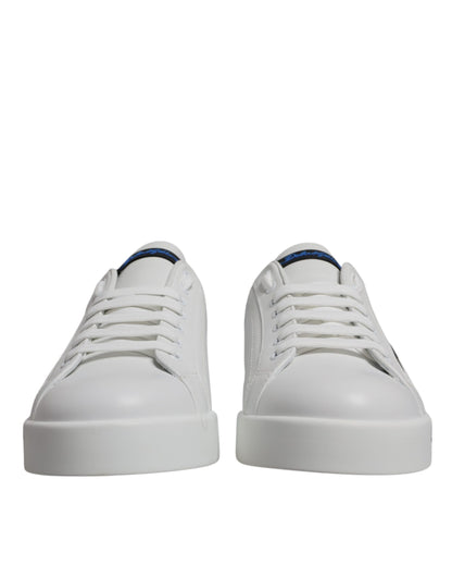 Dolce & Gabbana Zapatillas Bajas con Logotipo de Cuero Blanco Azul