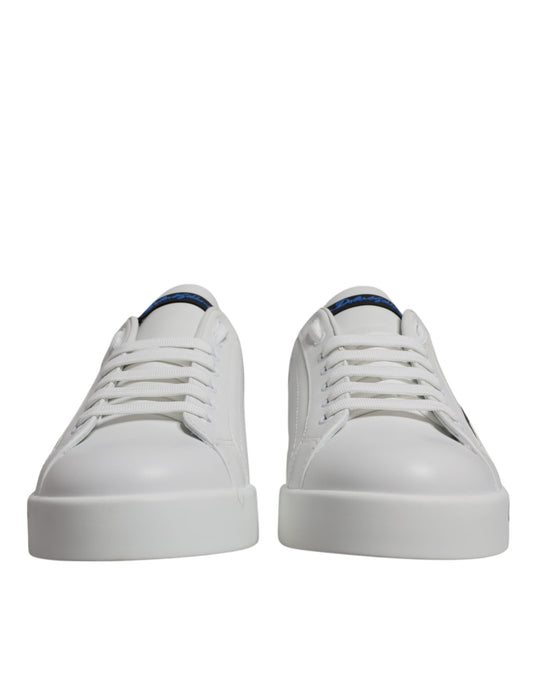 Dolce & Gabbana Zapatillas Bajas con Logotipo de Cuero Blanco Azul