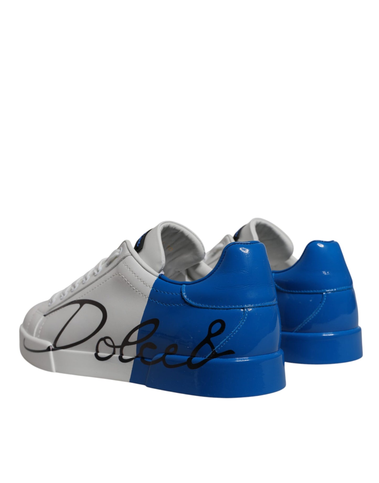 Dolce & Gabbana Zapatillas Bajas con Logotipo de Cuero Blanco Azul
