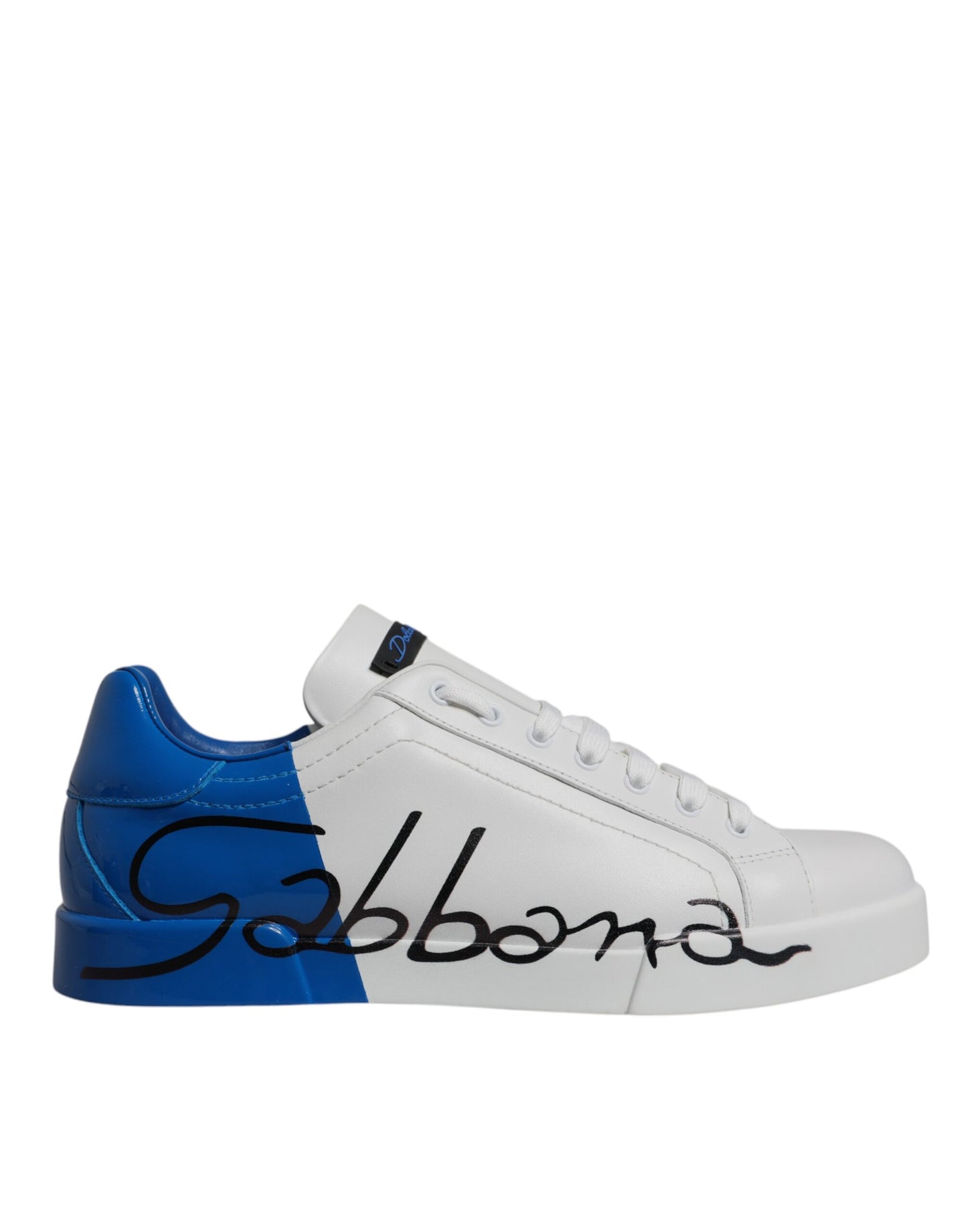 Dolce & Gabbana Zapatillas Bajas con Logotipo de Cuero Blanco Azul