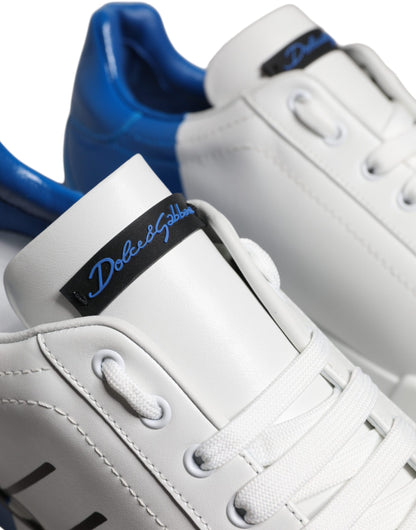 Dolce & Gabbana Zapatillas Bajas con Logotipo de Cuero Blanco Azul
