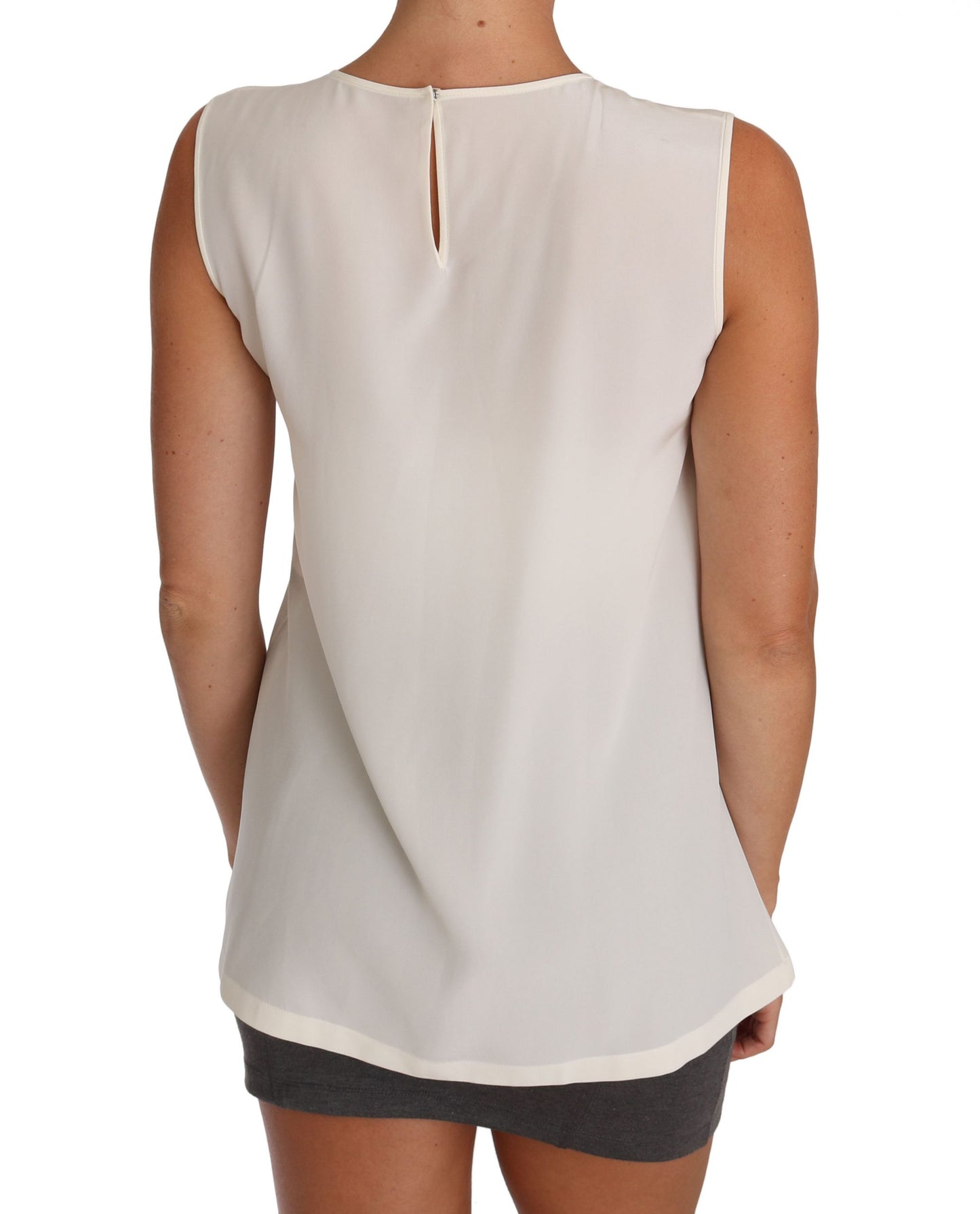 Camiseta de seda blanca con cristales y lentejuelas de hadas de Dolce & Gabbana