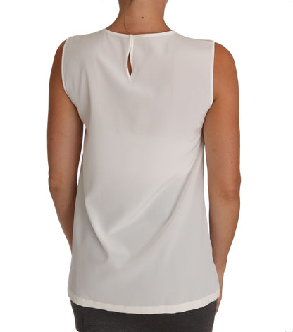 Top de hada de seda blanca con adornos de cristal y lentejuelas Dolce & Gabbana