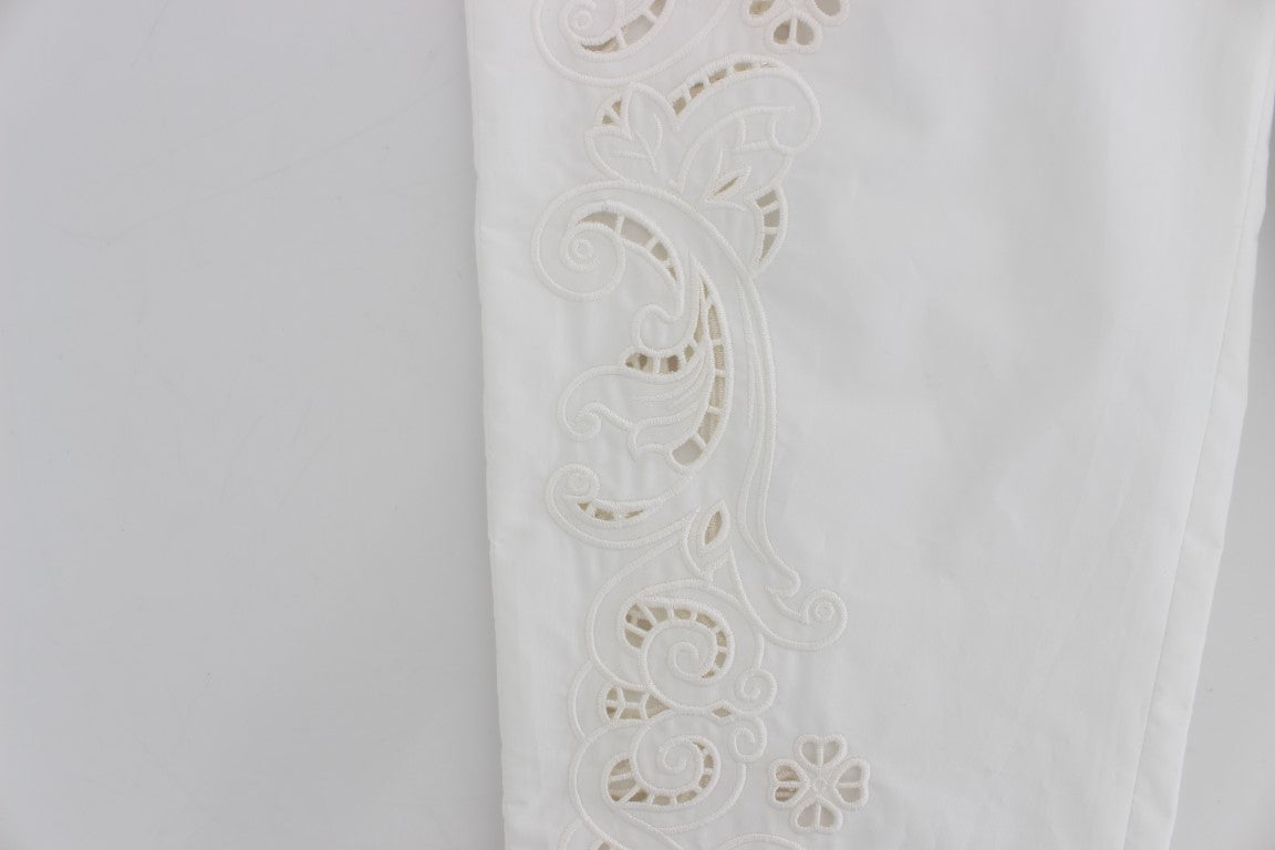 Vestido blanco con recortes florales y pantalones Sicily de Dolce & Gabbana