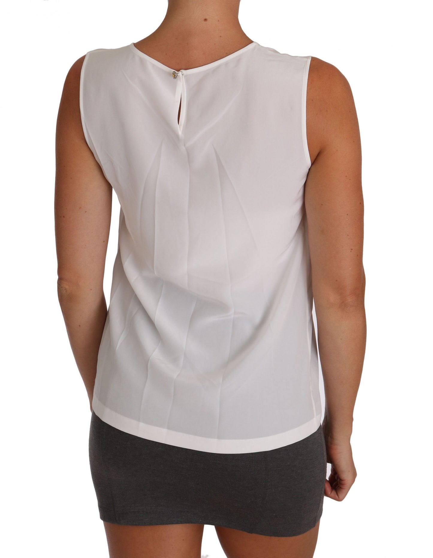 Dolce & Gabbana Blusa sin mangas acampanada de seda blanca