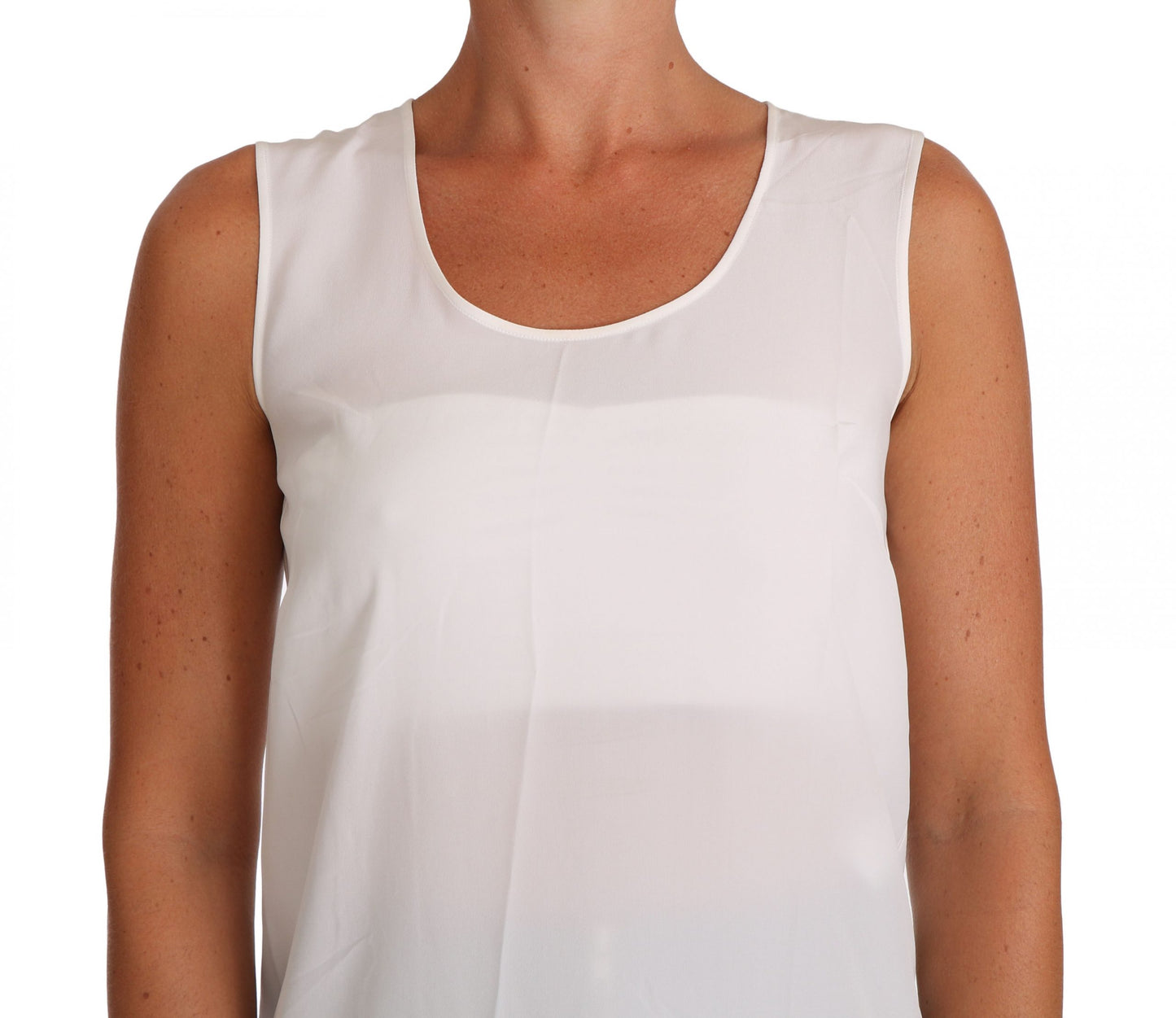 Dolce & Gabbana Blusa sin mangas acampanada de seda blanca