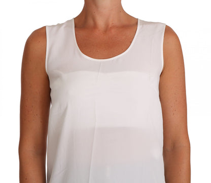 Dolce & Gabbana Blusa sin mangas acampanada de seda blanca