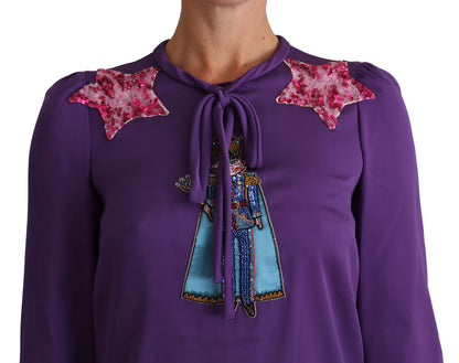 Blusa Morada Dolce & Gabbana Príncipe Cuento de Hadas Adornada Top