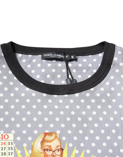 Camiseta Dolce & Gabbana de cuello redondo con estampado pin-up de lunares grises