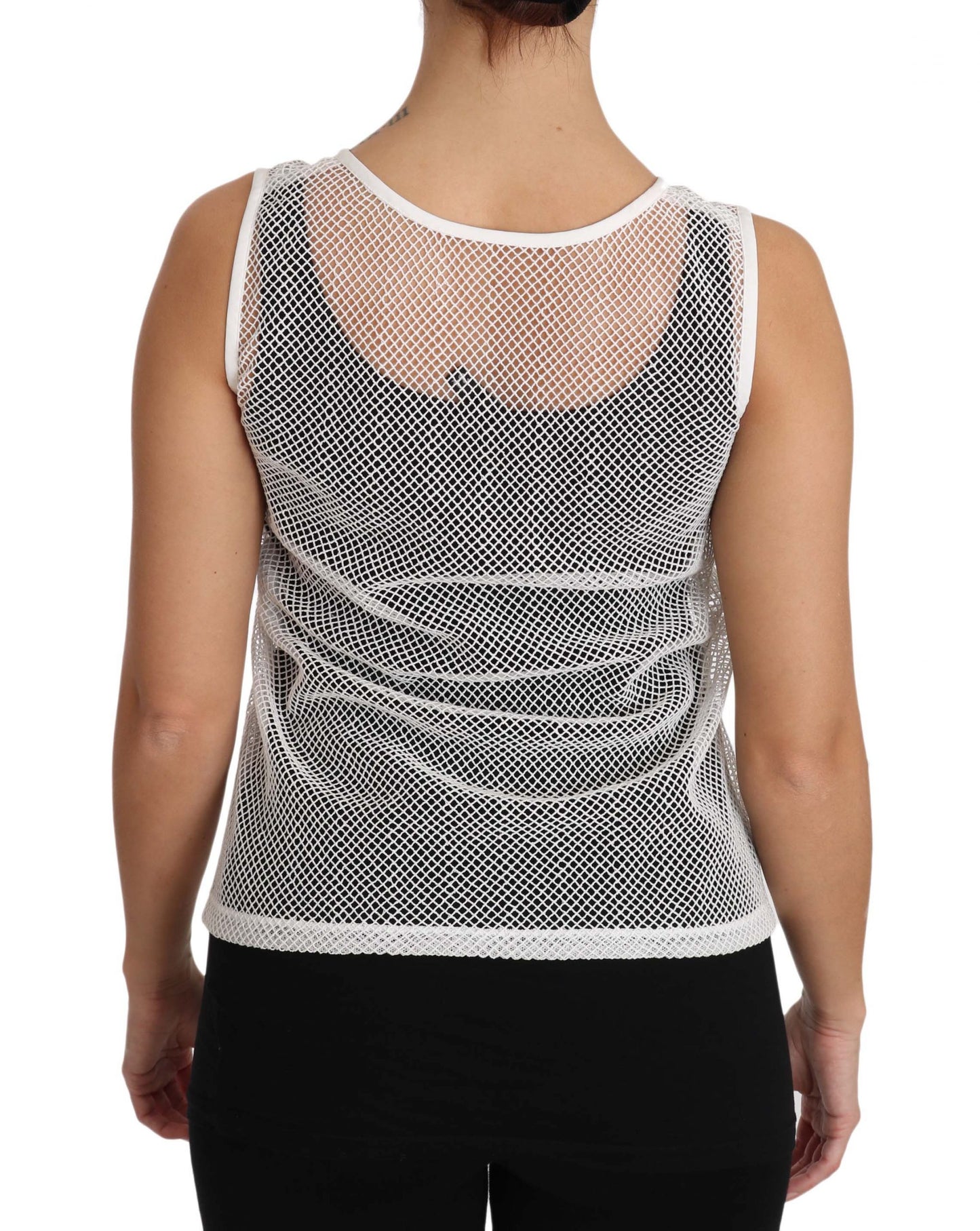 Camiseta sin mangas transparente de red blanca Dolce & Gabbana