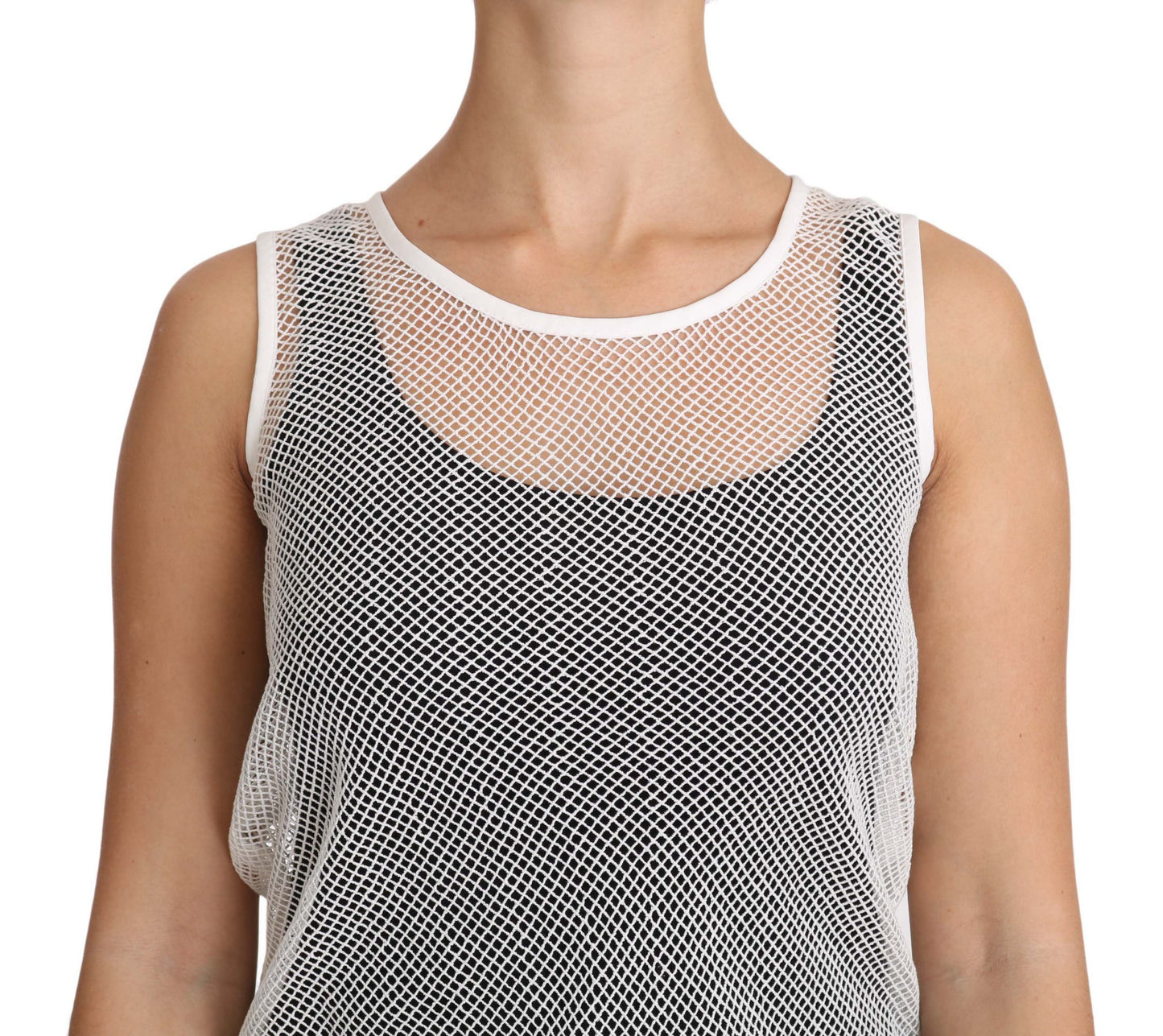 Camiseta sin mangas transparente de red blanca Dolce & Gabbana